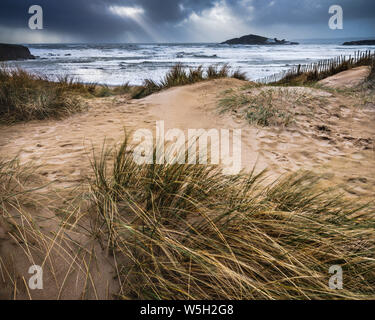 Der Strand von bantham während eines Sturms, in der Nähe von Kingsbridge, Devon, England, Vereinigtes Königreich, Europa Stockfoto