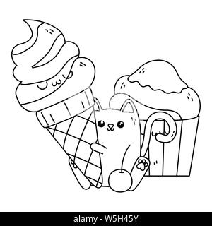 Cartoons Design, Kawaii Ausdruck niedlichen Charakter lustig und emoticon Thema Vector Illustration Stock Vektor
