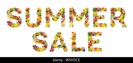 Summer Sale Banner aus Früchte und Beeren Stockfoto