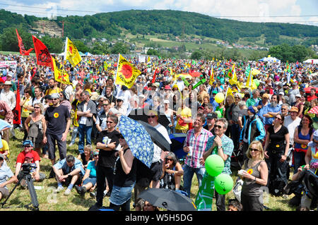 Schweiz: Über 20'000 Völker der anti Atomkraft Demonstration in Atomic Switzerlands 'Tal' trat am 22. Mai 2011 Stockfoto