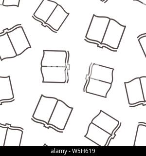 Buchsymbol nahtlose Muster Hintergrund geöffnet. Literatur Vector Illustration auf weißem Hintergrund isoliert. Bibliothek Geschäftskonzept. Stock Vektor
