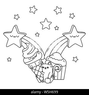 Cartoons Design, Kawaii Ausdruck niedlichen Charakter lustig und emoticon Thema Vector Illustration Stock Vektor