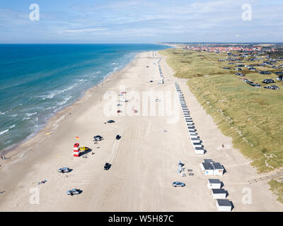 Antenne Drone Ansicht von Lokken Strand, Dänemark Stockfoto