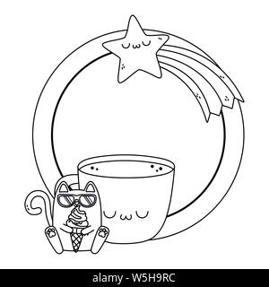 Cartoons Design, Kawaii Ausdruck niedlichen Charakter lustig und emoticon Thema Vector Illustration Stock Vektor