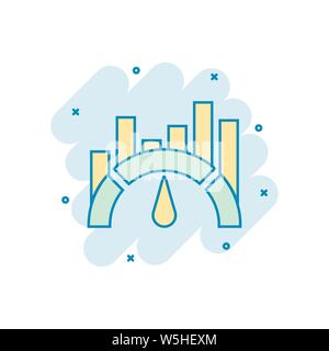 Benchmark messen Symbol im Comic-stil. Dashboard Bewertung vektor Cartoon Illustration auf weißem Hintergrund isoliert. Fortschritt Service Business Konzept sp Stock Vektor