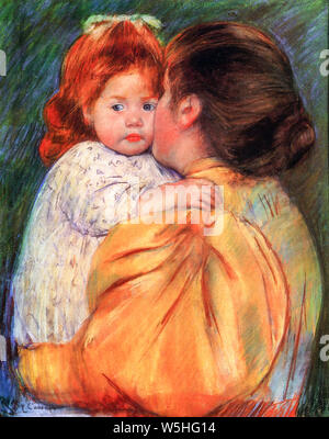 Mary Cassatt, Mutter und Kind, (mütterlicher Kuss), Pastellzeichnung, 1896 Stockfoto