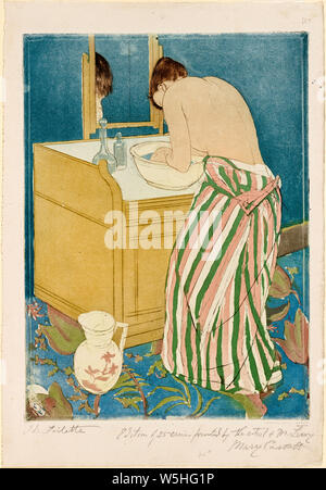 Mary Cassatt, Woman Bathing, (La Toilette), farbiger Trockendruckdruck, 1890-1891 Stockfoto