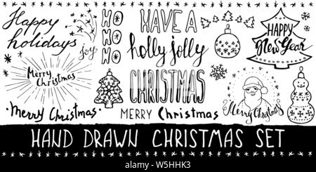 Satz von Weihnachten Typografie und Design. Weihnachten Schriftzug. Vector Illustration Stock Vektor