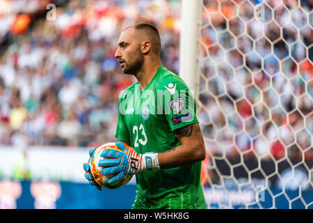 Knittelfeld, Russland - Juni 8, 2019. San Marino National Football team Torwart Elia Benedettini während der UEFA EURO 2020 Qualifikation Russland vs San Stockfoto