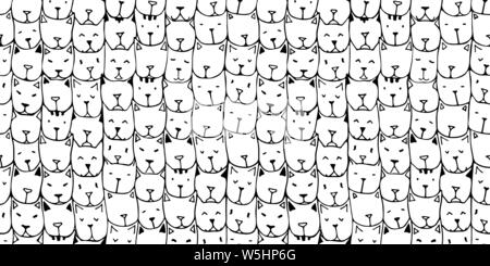 Seamles Muster mit niedlichen Hand gezeichnete Katzen. Vintage Vector Illustration. Doodle Art. Hintergrund Mit cat Gesichter. Nach Malvorlagen. Zentangle Colori Stock Vektor