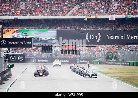 Hockenheim, Deutschland. 28. Juli 2019. Start, Aktion, Rennen am 28.07.2019, Formel 1, Grand Prix von Deutschland in Hockenheim/Deutschland vom 26.07. - 28.07.2019, Saison 2019, | Verwendung der weltweiten Kredit: dpa/Alamy leben Nachrichten Stockfoto