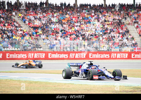 Hockenheim, Deutschland. 28. Juli 2019. Daniil KWJAT (rechts, RUS, Red Bull goalo Rosso Honda), Aktion, Rennen am 28.07.2019, Formel 1, Grand Prix von Deutschland in Hockenheim/Deutschland vom 26.07. - 28.07.2019, Saison 2019, | Verwendung der weltweiten Kredit: dpa/Alamy leben Nachrichten Stockfoto