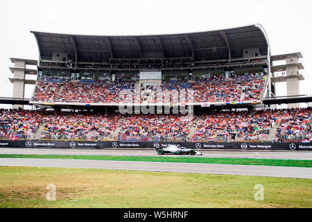 Hockenheim, Deutschland. 28. Juli 2019. Lewis Hamilton (GBR, Mercedes-AMG PETRONAS Motorsport), Aktion, Rennen am 28.07.2019, Formel 1, Grand Prix von Deutschland in Hockenheim/Deutschland vom 26.07. - 28.07.2019, Saison 2019, | Verwendung der weltweiten Kredit: dpa/Alamy leben Nachrichten Stockfoto