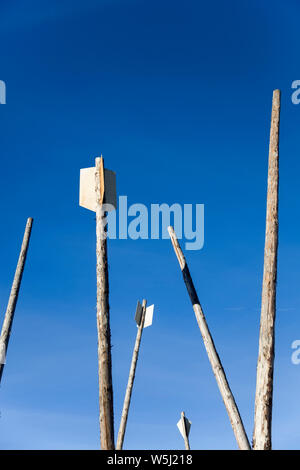 LAUSANNE, Schweiz - 24 SEPTEMBER 2018: Detail der Champ-de-Bataille im Parc de Mon-Repos in Lausanne, Schweiz. Die Installation wurde vom Künstler gemacht Stockfoto