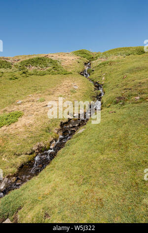 Sierra Nevada, Arroyo San Juan, Wasserstrahl in der Sommersaison. Bei 2500 m altutude, Granada, Andalusien, Spanien. Stockfoto