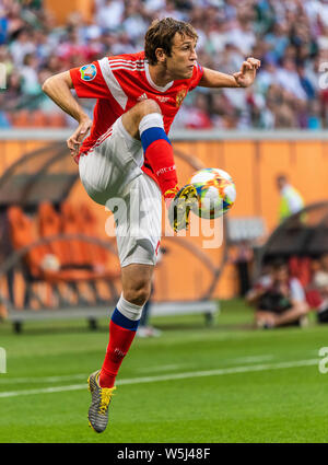 Knittelfeld, Russland - Juni 8, 2019. Russland Nationalmannschaft Verteidiger Mario Fernandes während der UEFA EURO 2020 Qualifikation Russland vs San Marino (9-0) in Stockfoto