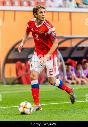 Knittelfeld, Russland - Juni 8, 2019. Russland Nationalmannschaft Verteidiger Mario Fernandes während der UEFA EURO 2020 Qualifikation Russland vs San Marino (9-0) in S Stockfoto