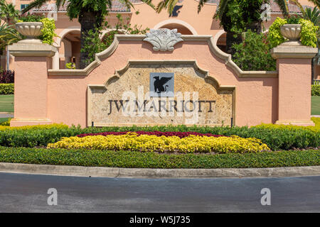 Orlando, Florida. Juli 16, 2019. JW Marriott Zeichen an John yaung Parkway Bereich Stockfoto