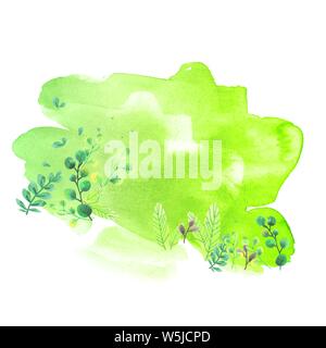 Grüne Aquarell Hintergrund. Aquarelle Green Spot. Blur waschen Zeichnung Design Elemente. Stock Vektor