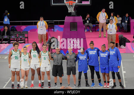 Lima, Peru. 29. Juli, 2019. Brasilien und Dominikanische Republik konkurrieren um die Bronzemedaille bei Basketball 3X3. Pan American Games von Lima 2019. Lima. PE. Credit: Reinaldo Reginato/FotoArena/Alamy leben Nachrichten Stockfoto