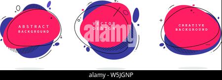 Moderne abstrakte Vektor Banner. Flache geometrische Formen in verschiedenen Farben mit schwarzer Outline in Memphis Design Style. Vorlage bereit für den Einsatz in Stock Vektor