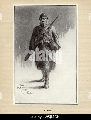 Welt Ward, französischer Soldat, ein poilu, 1915. Herr Poilu, von Herbert Ward. Poilu ist eine inoffizielle Bezeichnung für eine französische Welt krieg ich Infanterist, Bedeutung, buchstäblich, haarige. Stockfoto