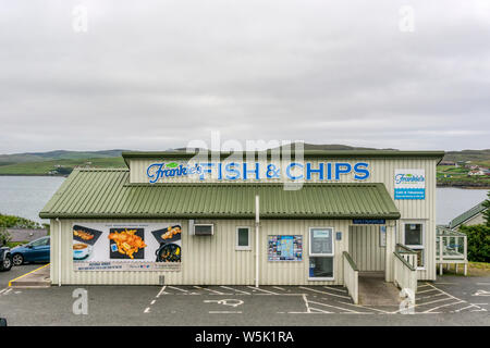 Frankie's Fish & Chips in Brae, Shetland, ist die nördlichste Fish & Chip Shop in Großbritannien. Sieger der nationalen Fish & Chip Awards 2015. Stockfoto