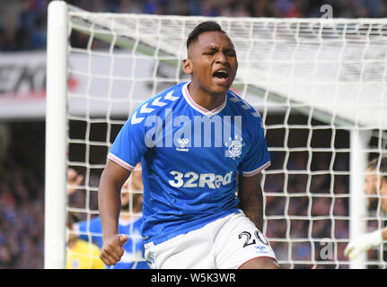 GLASGOW, Schottland - Juli 18, 2019: Alfredo Morelos von Förster dargestellt während der zweiten Etappe der UEFA Europa League 2019/20 erste Qualifikationsrunde Spiel zwischen den Rangers FC (Schottland) und St Joseph's FC (Gibraltar) an Ibrox Park. Stockfoto