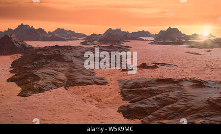 Landschaft auf dem Planeten Mars, malerischen Wüste Szene auf dem Roten Planeten Stockfoto