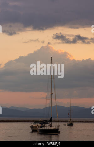 Segelboote auf Lake Champlain Burlington Vermont Stockfoto