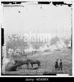 Cumberland Landung, Virginia. Das Lager auf der Pamunkey Stockfoto