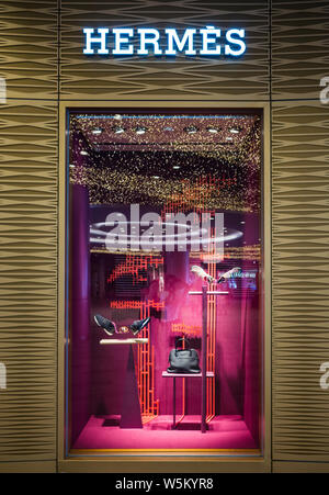 ---- Blick auf eine Boutique von Hermes in Wuhan City, der Provinz Hubei in Zentralchina, 8. September 2018. Shanghais markt Supervisor ist investigatin Stockfoto