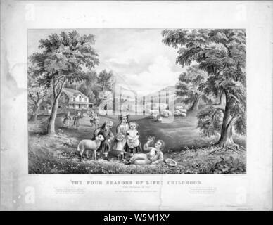 Und Currier Ives - Die vier Jahreszeiten - der Kindheit. Stockfoto