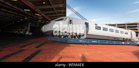 Ankunft der Modellbahn an der Southampton Hafen Stockfoto