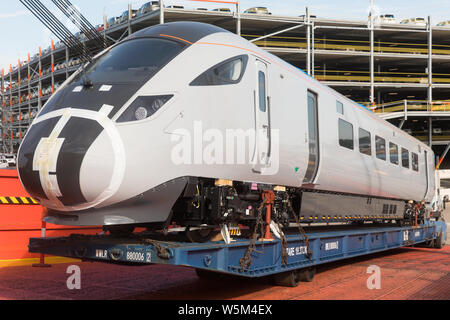 Ankunft der Modellbahn an der Southampton Hafen Stockfoto