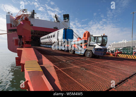 Ankunft der Modellbahn an der Southampton Hafen Stockfoto