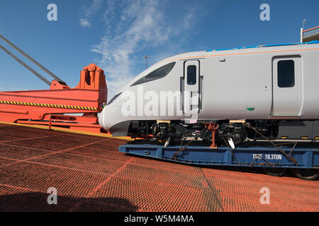 Ankunft der Modellbahn an der Southampton Hafen Stockfoto