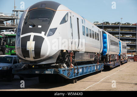 Ankunft der Modellbahn an der Southampton Hafen Stockfoto