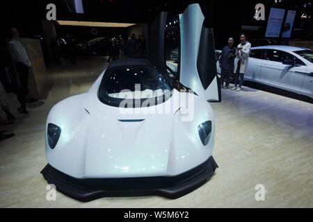 Auch ein BIN-RB003 Concept Car von Aston Martin ist in der 18. Shanghai Internationalen Automobil- Ausstellung angezeigt, da die automatische Shangh bekannt Stockfoto