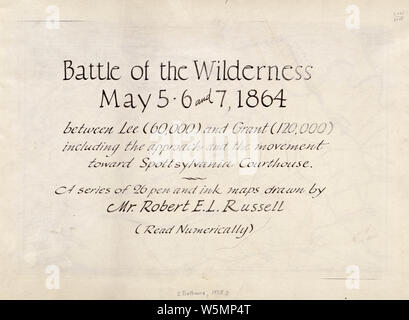 Bürgerkrieg Karten 0151 Schlacht in der Wüste kann 5 - 6 und 7 1864 zwischen Lee 60000 und 120000 einschließlich der Ansatz und die Bewegung in Richtung Spottsylvania sic Gerichtsgebäude Umbau und Reparatur Stockfoto