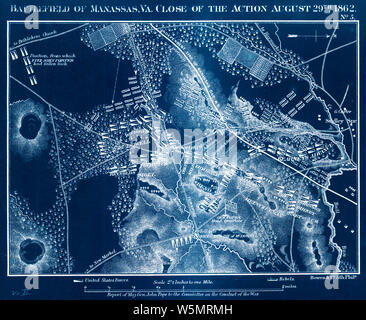 Bürgerkrieg Karten 0170 Schlachtfeld von Manassas Va in der Nähe der Aktion 29 August 1862 invertiert Bauen und Reparieren Stockfoto