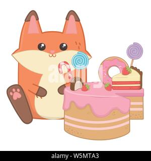 Fox cartoon Design, Kawaii Ausdruck niedlichen Charakter lustig und emoticon Thema Vector Illustration Stock Vektor