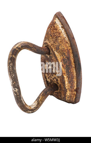 Alte vintage Cast Iron Eisen. Auf weissem Hintergrund isolieren. Stockfoto