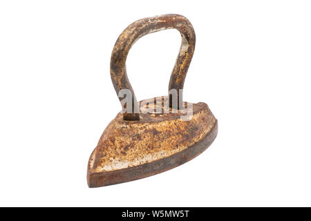 Alte vintage Cast Iron Eisen. Auf weissem Hintergrund isolieren. Stockfoto