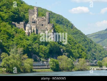 Mittelalterliche Burg Rheinstein am Rhein, Stockfoto