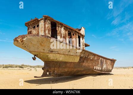 Schiffbruch an moynak Schiff Friedhof, Moynaq, Usbekistan Stockfoto