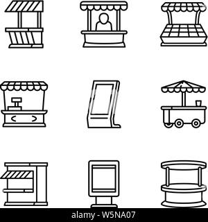 Straße kiosk Symbol gesetzt. Umrisse Set von 9 Straße kiosk Vector Icons für Web Design auf weißem Hintergrund Stock Vektor