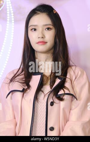 Chinesische Schauspielerin Jelly Lin oder Lin Yun besucht eine Geburtstagsfeier in Shanghai, China, 13. April 2019. Stockfoto