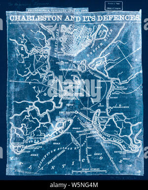 Bürgerkrieg Karten 0249 Charleston und seine Abwehrkräfte invertiert Bauen und Reparieren Stockfoto