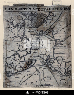 Bürgerkrieg Karten 0249 Charleston und seine Verteidigung aufbauen und Reparieren Stockfoto